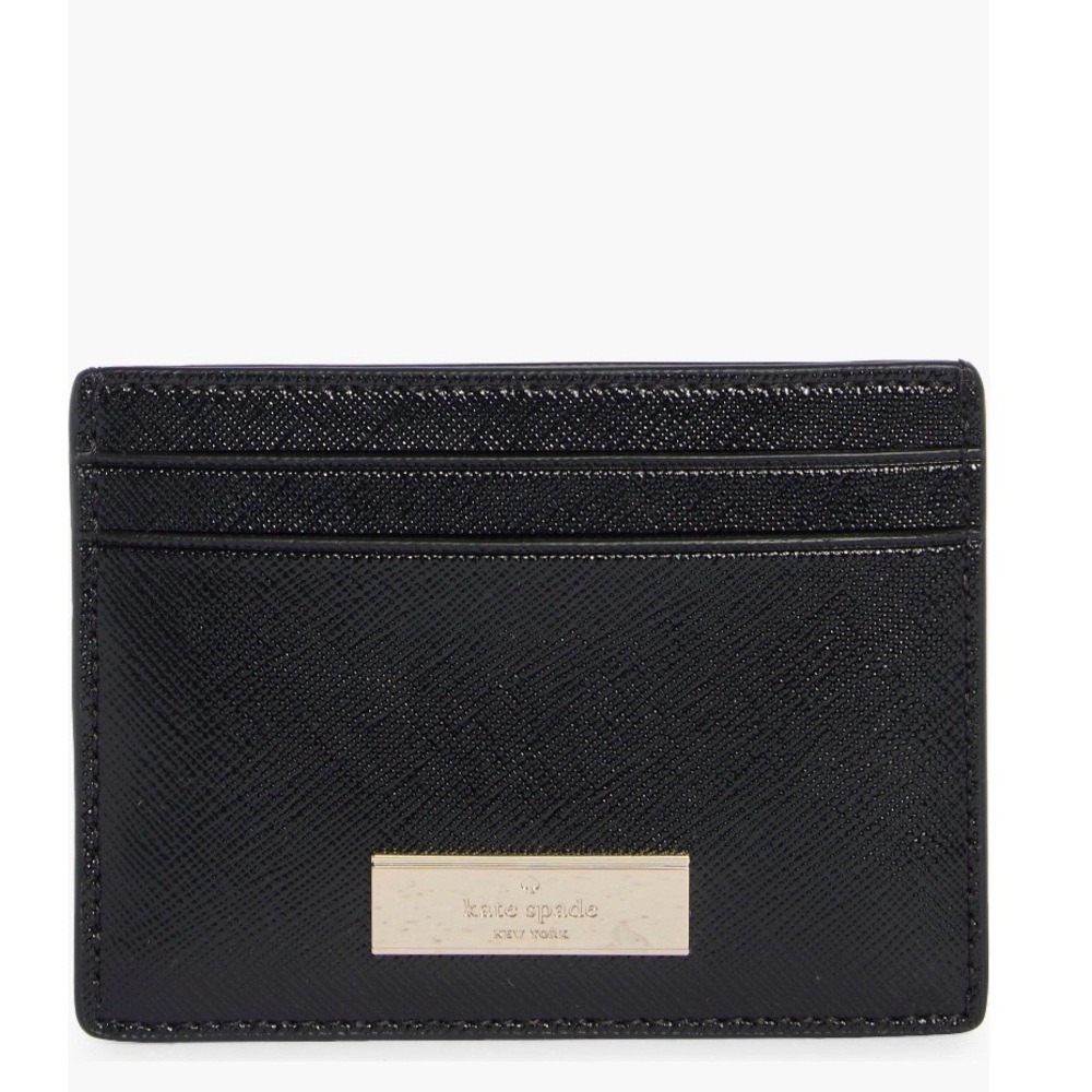 Kate‎ Spade Kenzie Card Case, Slim Chic, Designer, Black Leather, NWT